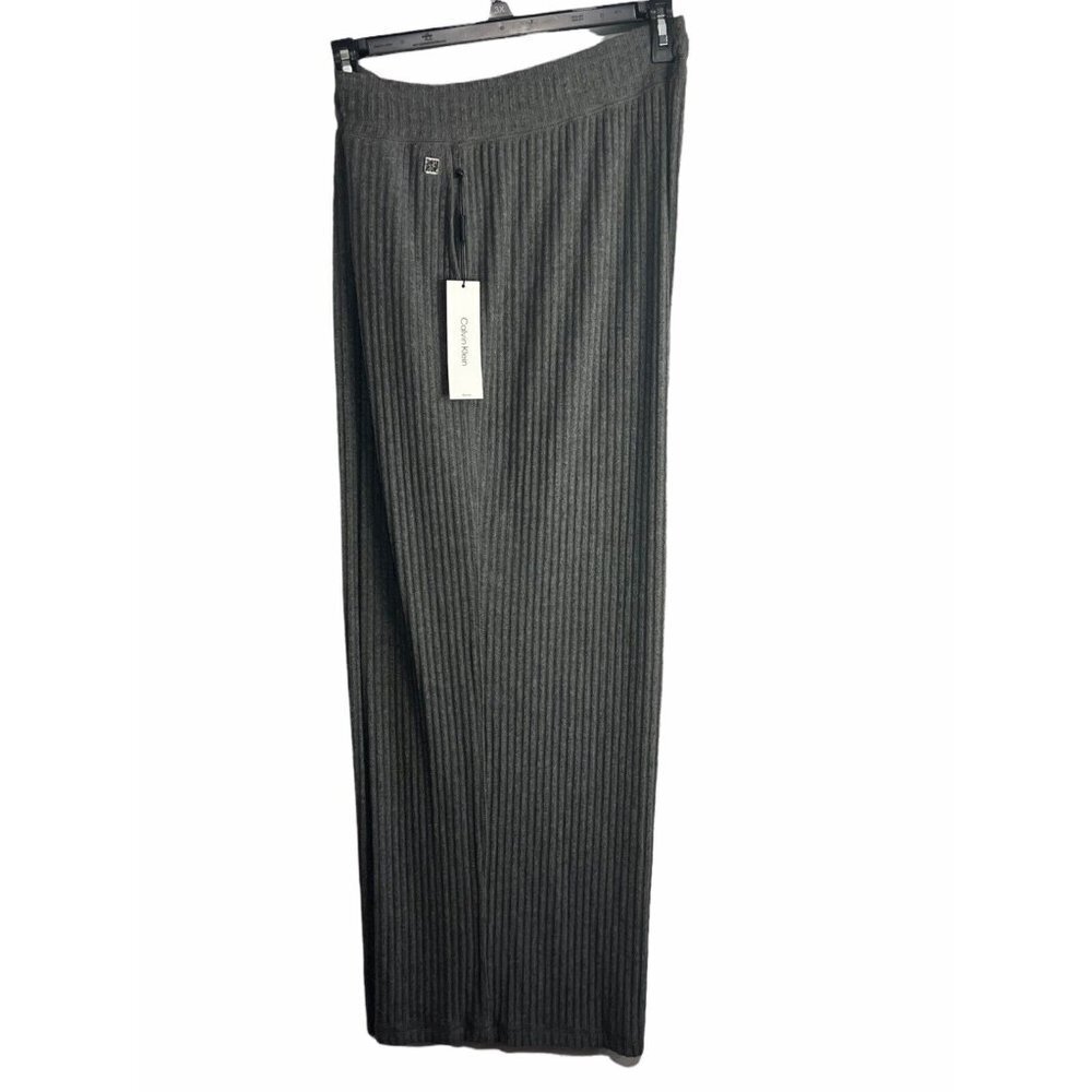 Calvin Klein Women's Elastic Waist Gray Ribbed Wide Leg Pants 1X NWT - Picture 1 of 6